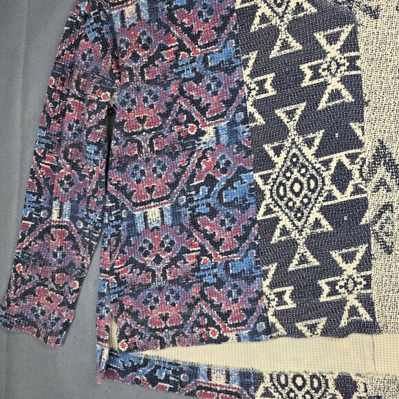 Pilcro Anthropologie Sweater Top Women S Oversized Boxy Thermal Aztec Boho Hippy - Picture 5 of 13